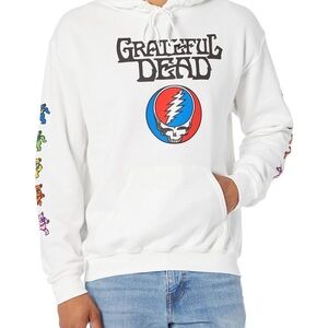 Grateful Dead Steal Your Face White Hoodie Official Licensed Band Sweatshirt, S